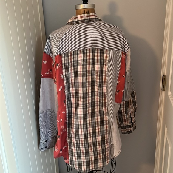 Free People button up patchwork shirt - Picture 2 of 4